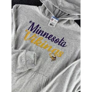 Minnesota Vikings Hoodie Women's Large Gray NFL Team Apparel Script NWT